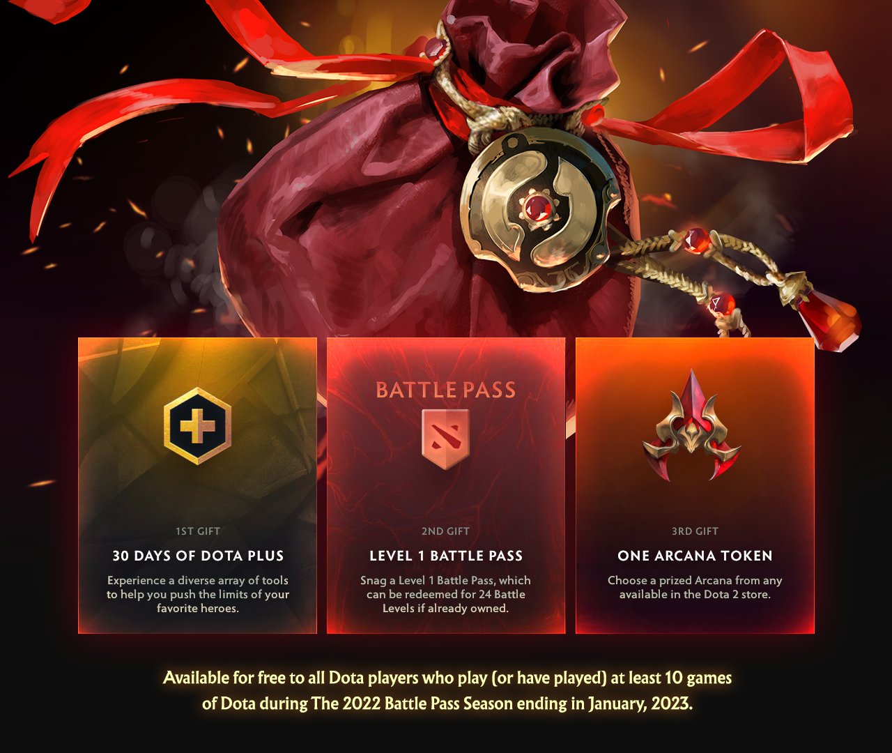 Valve is providing a free 2022 Battle Pass and an Arcana for Dota 2
